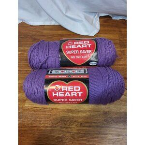 Bundle Lot Of 2 Médium PURPLE Red Heart YARN Super Saver E300b0528 Needlework